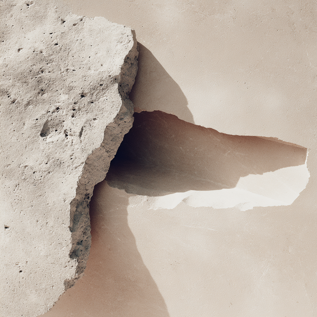 Cracked plaster surface detail.